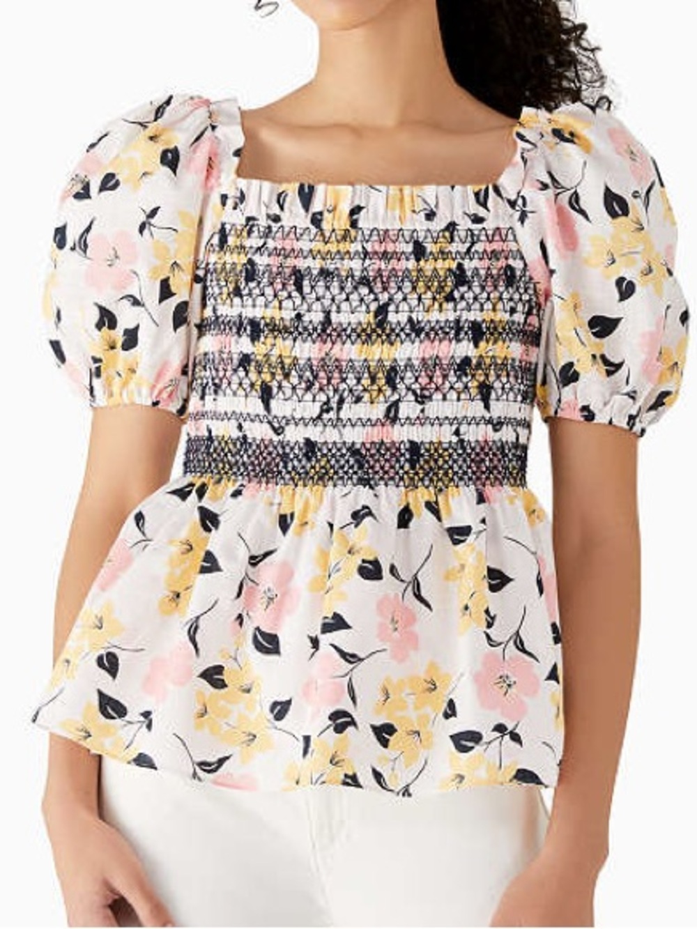 KATE SPADE Lily Bloom Puff Sleeve Top